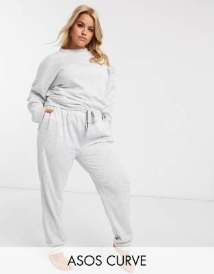 ASOS DESIGN Curve lounge sweat & jogger set-Grey