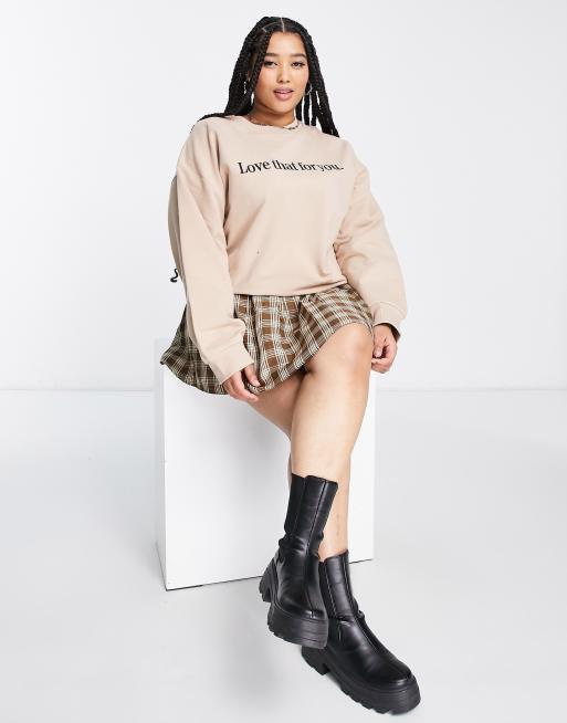 ASOS DESIGN Curve - Love that for you - Sweatshirt i neutral, 4 af 4
