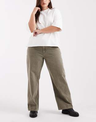 Asos Curve Asos Design Curve Low Rise Baggy Jeans In Green