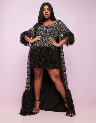 asos sequin feather dress