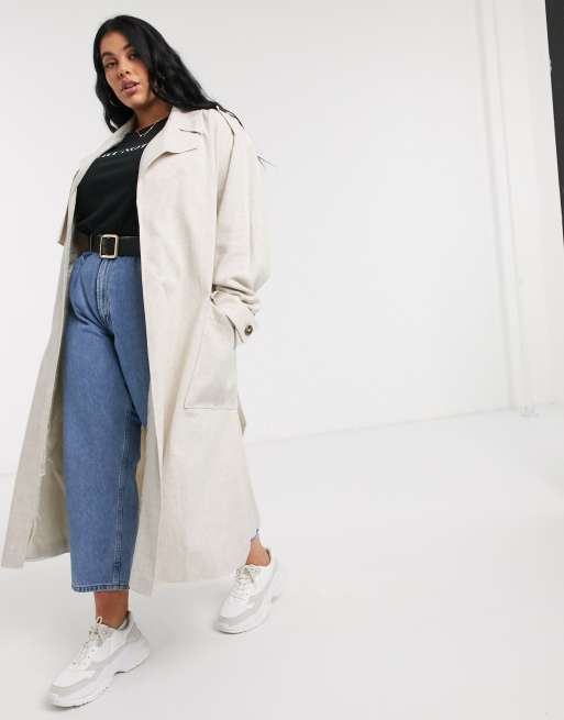 Plus Size White Trench Coat - Tradingbasis