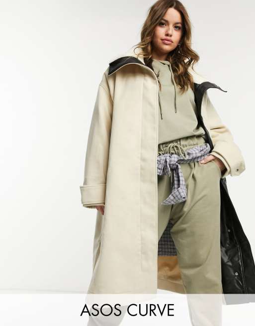 ASOS DESIGN Curve luxe oversized parka in cream