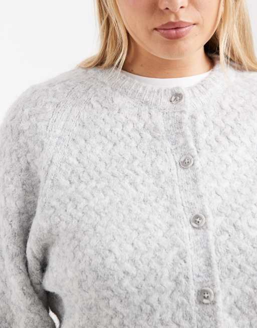 ASOS DESIGN Curve - Lysegrå cardigan med rund hals og syninger, 3 af 4