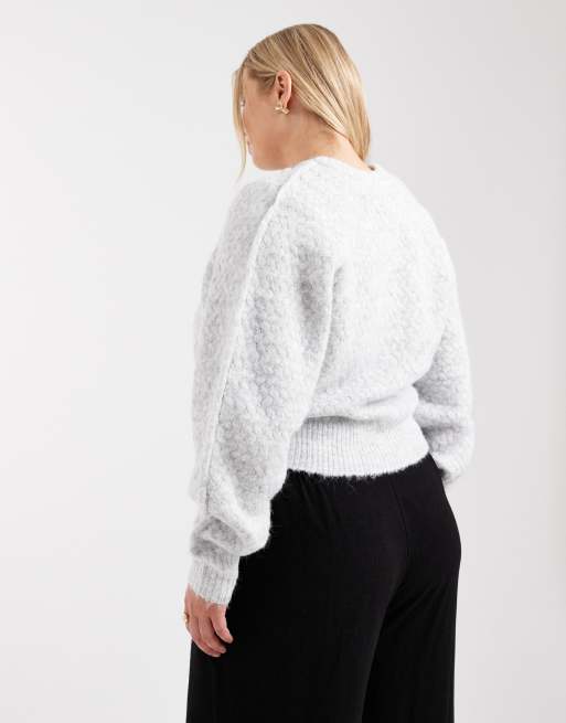 ASOS DESIGN Curve - Lysegrå cardigan med rund hals og syninger, 4 af 4