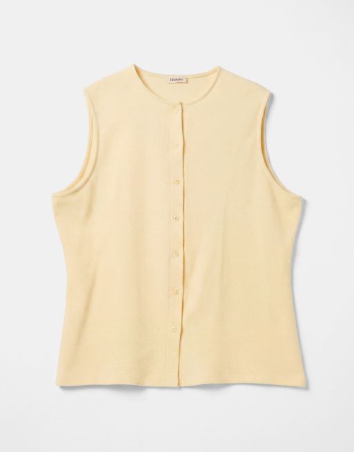 ASOS DESIGN Curve - Lysegul vest med tekstur og rund hals - Del af sæt, 5 af 7