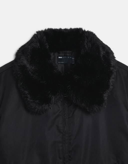ASOS DESIGN Curve MA1 bomberjack met faux-fur afwerking in zwart, 7 van 8
