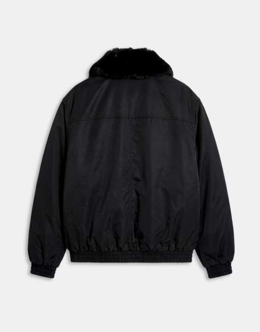 ASOS DESIGN Curve MA1 bomberjacka med fuskpälskant i svart, 6 av 8