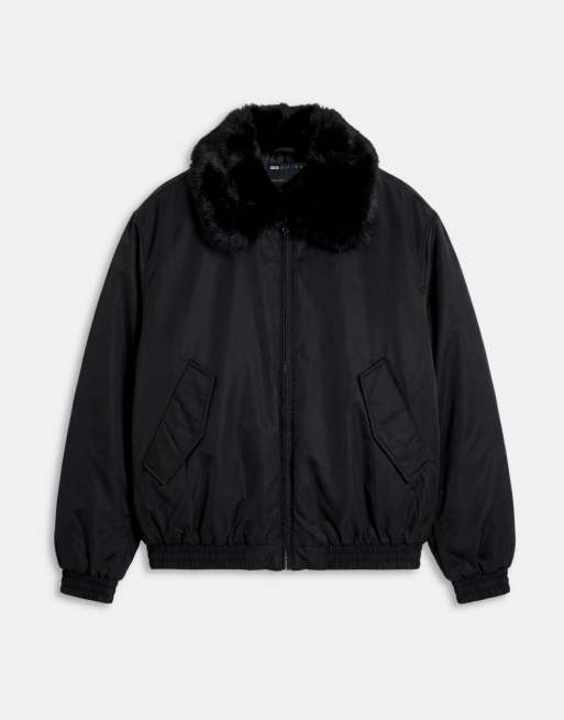 ASOS DESIGN Curve MA1 Bomberjacke mit Kunstpelzbesatz in Schwarz, 5 von 8