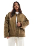 [ASOS Curve] ASOS DESIGN Curve MA1 clean bomber jacket in khaki-No colour XL Khaki