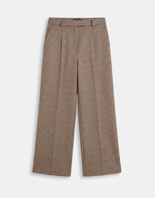 ASOS DESIGN Curve maßgeschneiderte Low-Rise-Slouchy-Hose mit Hahnentrittmuster in Beige, 5 von 8