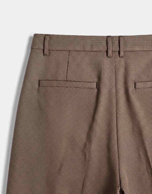 ASOS DESIGN Curve maßgeschneiderte Low-Rise-Slouchy-Hose mit Hahnentrittmuster in Beige, 8 von 8