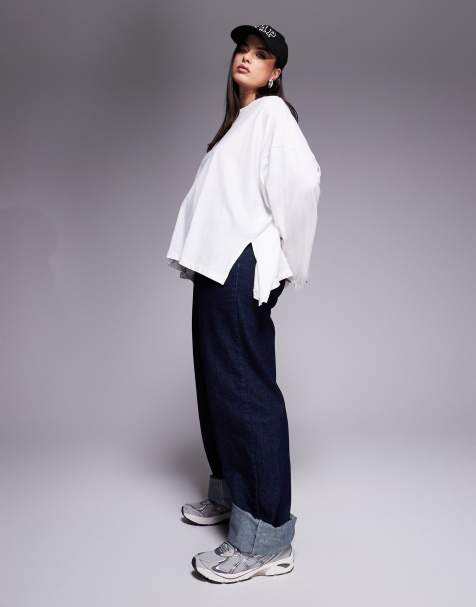 ASOS DESIGN Curve - Maglietta a maniche lunghe bianca con dettaglio annodato sul retro - view 1