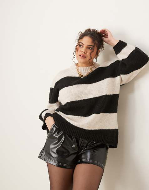 ASOS DESIGN Curve - Maglione oversize girocollo a righe - view 1