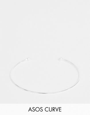 ASOS DESIGN Curve – Manchettarmband med boll i äkta silver