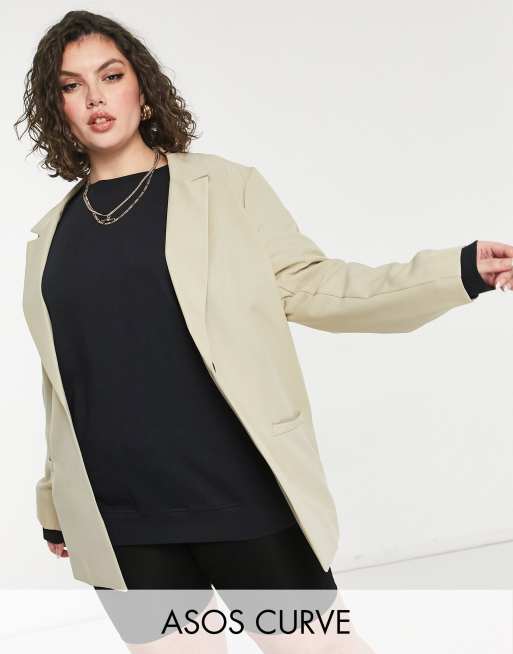ASOS DESIGN Curve mansy suit in mocha, 2 z 2