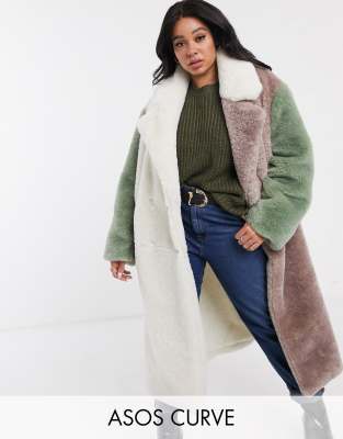 manteau long effet mouton