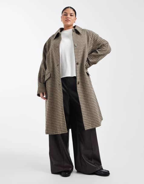 ASOS DESIGN Curve - Manteau mi-long à carreaux vintage et doublure matelassée - view 1