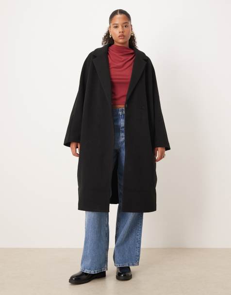 ASOS DESIGN Curve – Mantel zum Überziehen in Schwarz - view 1