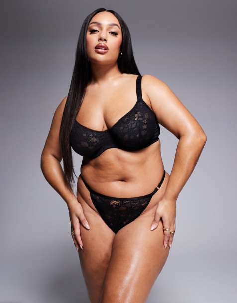 ASOS DESIGN Curve - Margot - Kanten tanga string in zwart - view 1