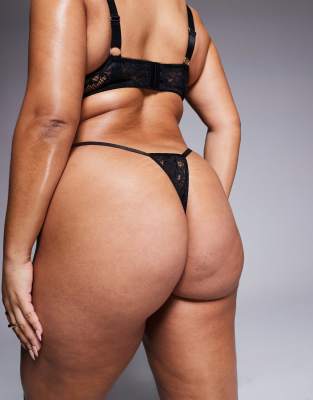 Asos Curve Asos Design Curve Margot Lace Tanga Thong In Black