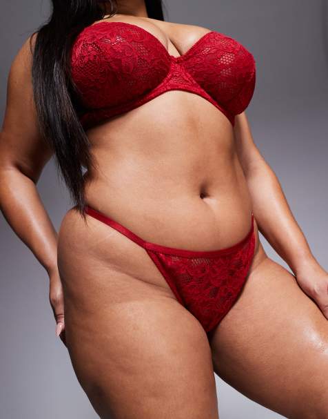 ASOS DESIGN Curve Margot lingerie in red - view 1