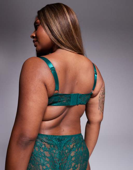 ASOS DESIGN Curve Margot underwired bra in forest green, 4 of 4