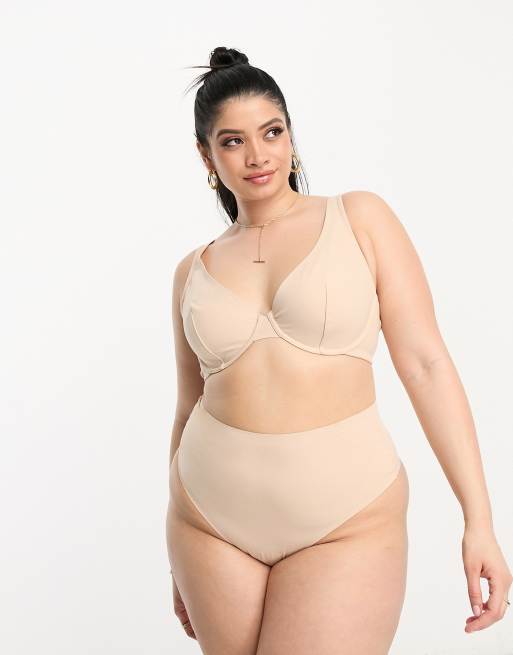 ASOS DESIGN Curve - Marina - Beige udglattende højtaljet G-streng, 2 af 4