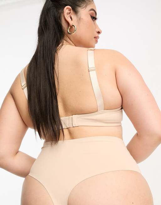 ASOS DESIGN Curve - Marina - Beige udglattende højtaljet G-streng, 3 af 4