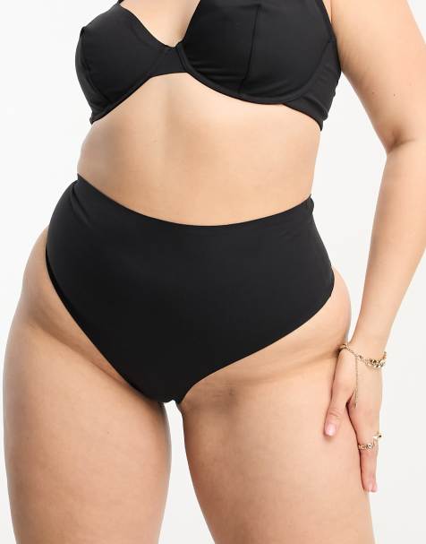 ASOS DESIGN Curve - Marina - Gladmakende string met hoge taille in zwart - view 1