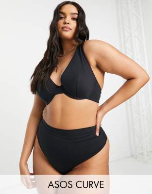 ASOS CURVE ASOS DESIGN CURVE MARINA POLYAMIDE BLEND SMOOTHING UNDERWIRE BRA IN BLACK