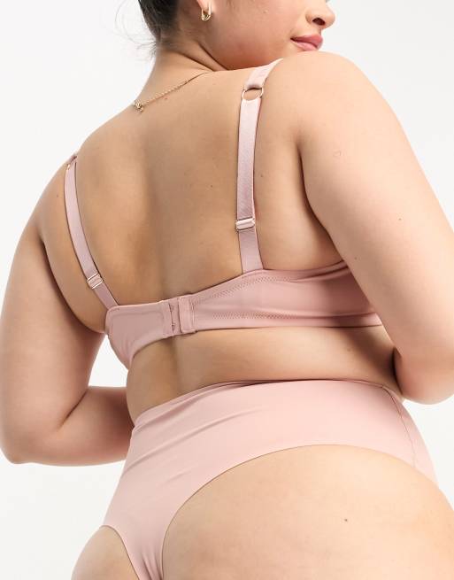 ASOS DESIGN Curve Marina smoothing high-waist thong in pink, 2 of 4