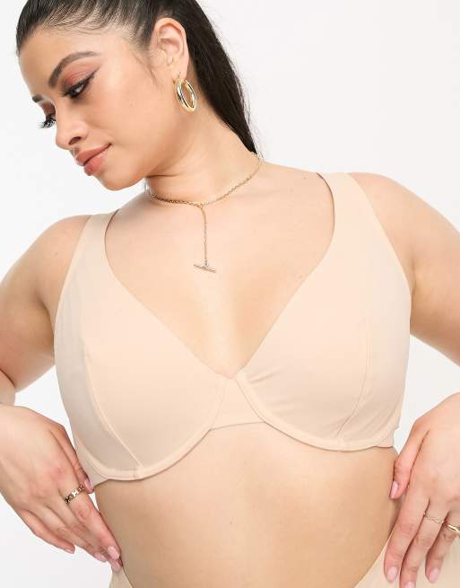 ASOS DESIGN Curve Marina smoothing underwire bra in beige, 4 of 4