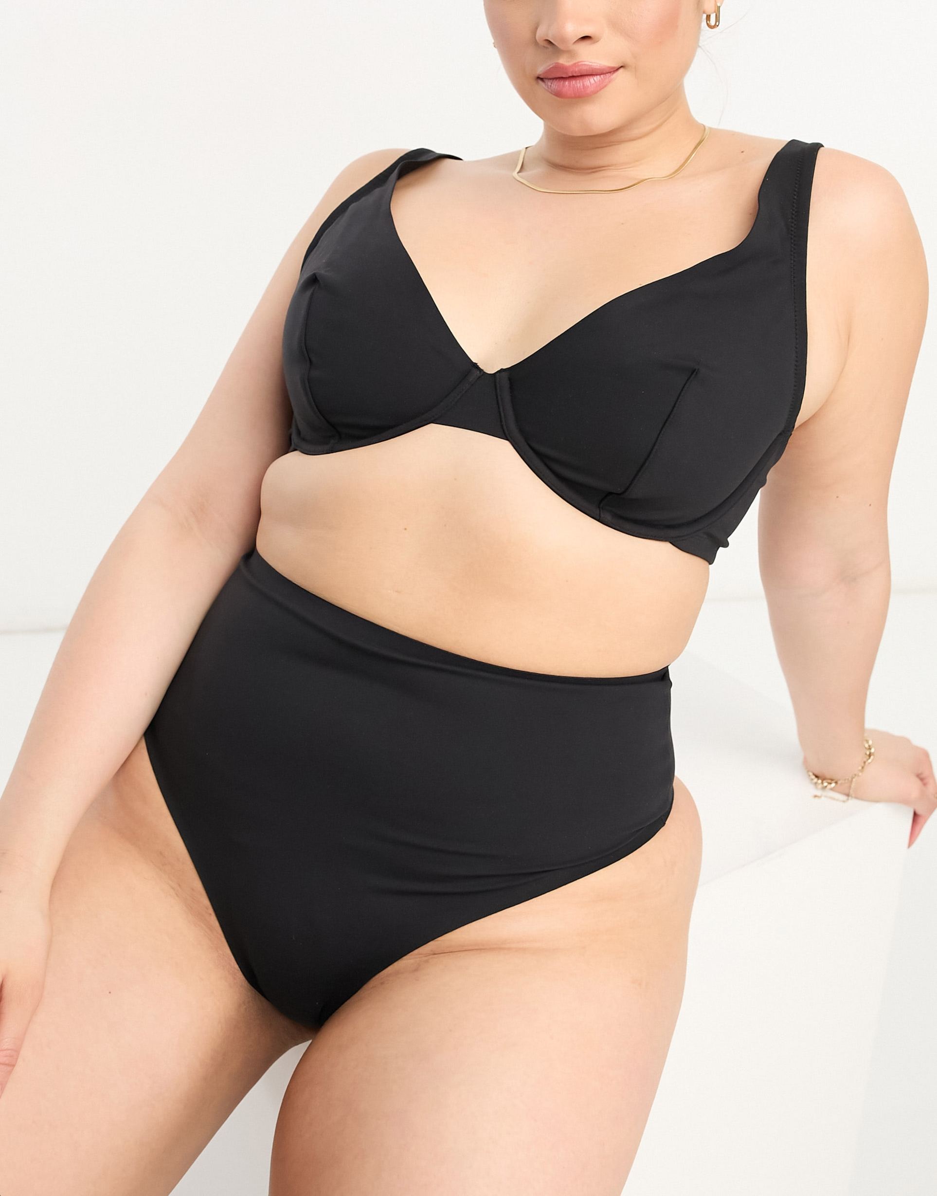 asos design curve marina smoothing underwire bra in black