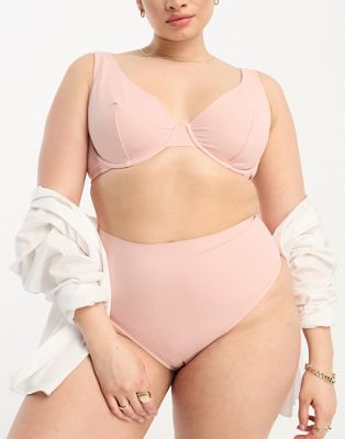 ASOS DESIGN Curve Marina smoothing underwire bra in pink