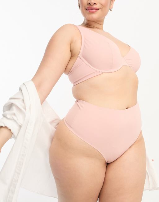 ASOS DESIGN Curve - Marina - String gainant à taille haute - Rose