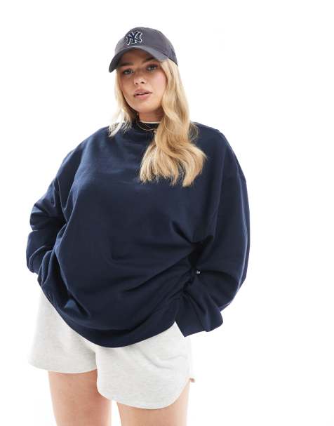 ASOS DESIGN Curve – Marinblå sweatshirt i oversize - view 1