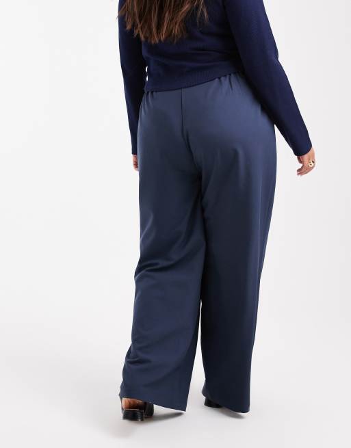 ASOS DESIGN Curve - Marineblå, afslappede og skræddersyede bukser med lige ben, 5 af 5