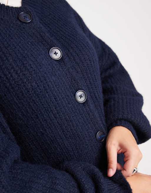 ASOS DESIGN Curve - Marineblå strikket longline-cardigan med rund hals, 4 af 4