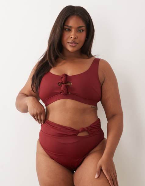 ASOS DESIGN Curve Martina bikini in burgundy - view 1