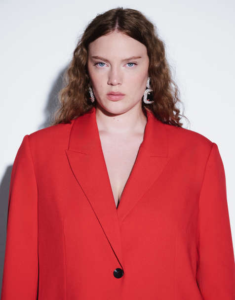 ASOS DESIGN Curve marynarka o luźnym kroju w czerwonym kolorze - view 1