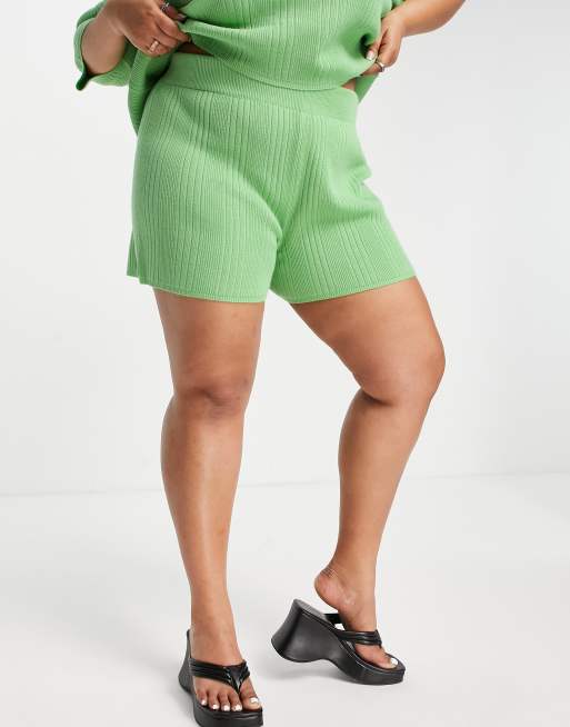 ASOS DESIGN Curve matching knit shorts in green, 4 of 4