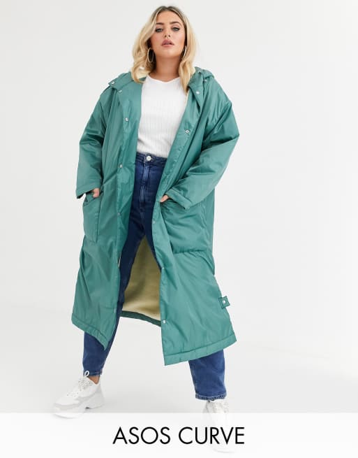 Asos design maxi borg lined rainwear sale