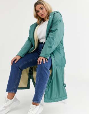 asos design maxi borg lined rainwear