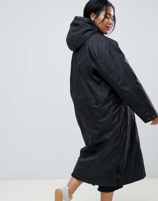 Asos design maxi hot sale borg lined rainwear