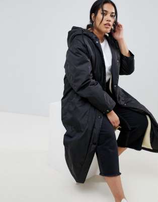 asos design maxi borg lined rainwear