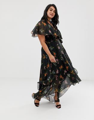 very black floral dress