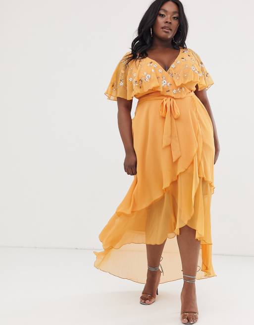 Asos design maxi dress with hot sale cape back and dipped hem