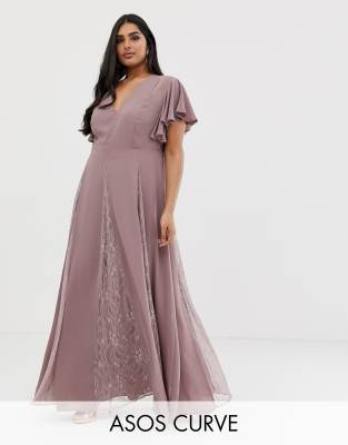 asos design maxi dress with lace godet panels