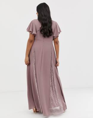 asos design maxi dress with lace godet panels