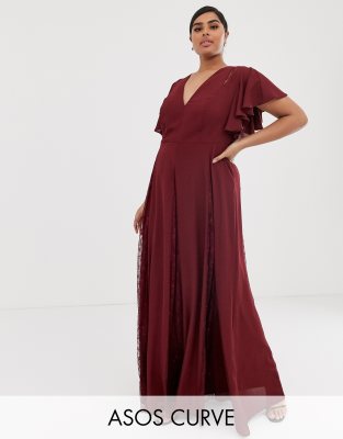 asos design maxi dress with lace godet panels